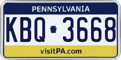 PA license plate KBQ3668