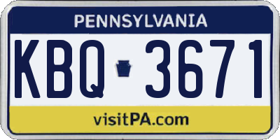 PA license plate KBQ3671