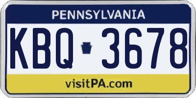 PA license plate KBQ3678