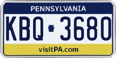 PA license plate KBQ3680