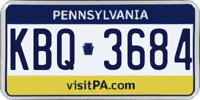 PA license plate KBQ3684