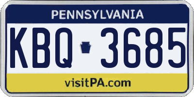 PA license plate KBQ3685