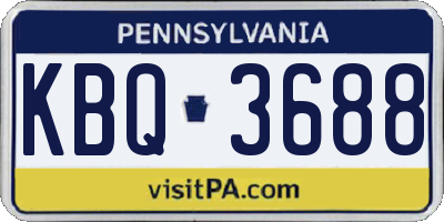 PA license plate KBQ3688
