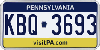 PA license plate KBQ3693