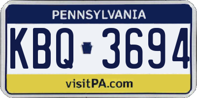 PA license plate KBQ3694