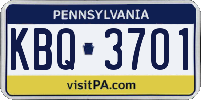 PA license plate KBQ3701
