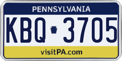 PA license plate KBQ3705