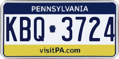 PA license plate KBQ3724