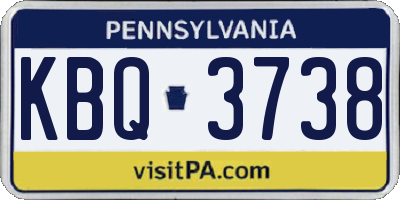 PA license plate KBQ3738