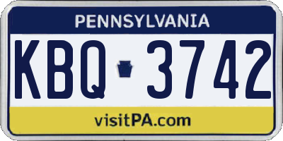 PA license plate KBQ3742