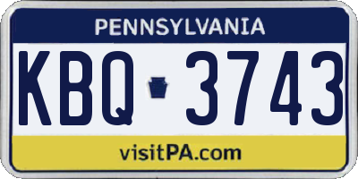 PA license plate KBQ3743