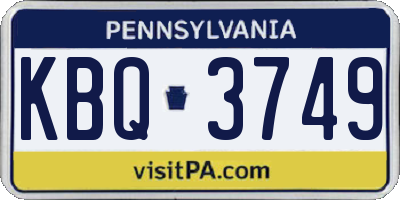 PA license plate KBQ3749