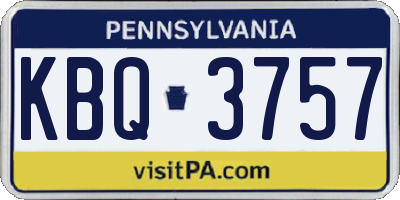 PA license plate KBQ3757