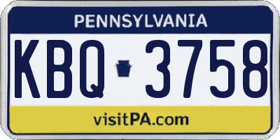 PA license plate KBQ3758