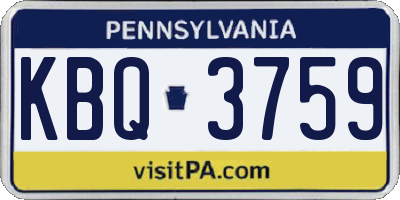 PA license plate KBQ3759