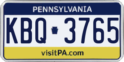 PA license plate KBQ3765