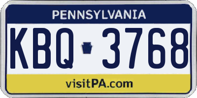 PA license plate KBQ3768