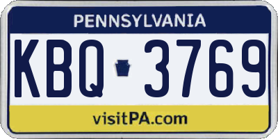 PA license plate KBQ3769