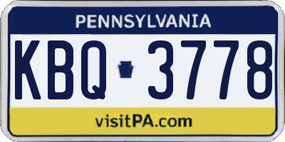 PA license plate KBQ3778
