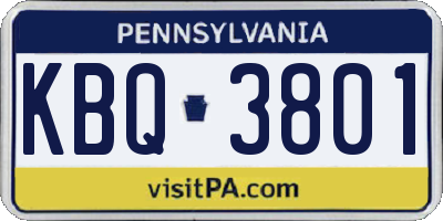 PA license plate KBQ3801