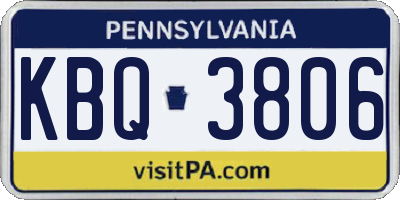 PA license plate KBQ3806