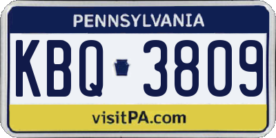 PA license plate KBQ3809