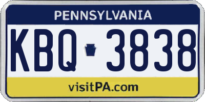 PA license plate KBQ3838