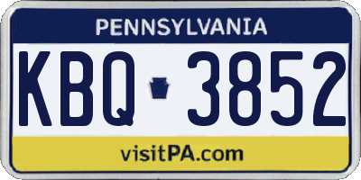PA license plate KBQ3852