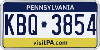 PA license plate KBQ3854