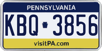 PA license plate KBQ3856