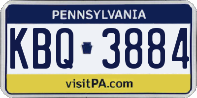 PA license plate KBQ3884