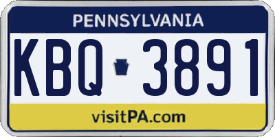 PA license plate KBQ3891