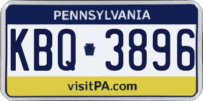 PA license plate KBQ3896