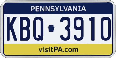 PA license plate KBQ3910