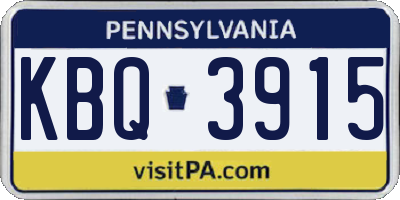 PA license plate KBQ3915