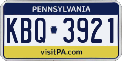 PA license plate KBQ3921
