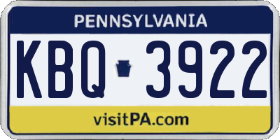 PA license plate KBQ3922