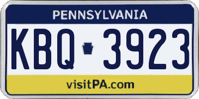 PA license plate KBQ3923