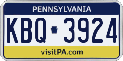 PA license plate KBQ3924