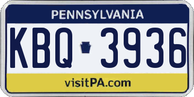 PA license plate KBQ3936
