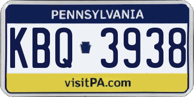 PA license plate KBQ3938