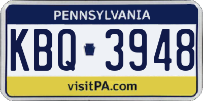 PA license plate KBQ3948