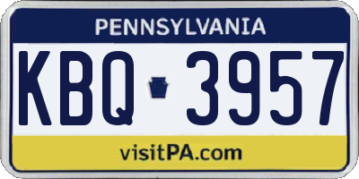 PA license plate KBQ3957