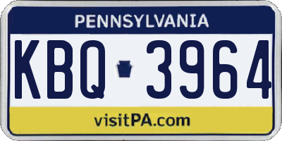 PA license plate KBQ3964