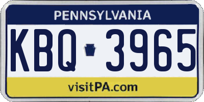 PA license plate KBQ3965