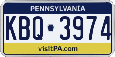 PA license plate KBQ3974