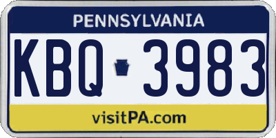 PA license plate KBQ3983