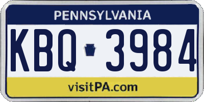 PA license plate KBQ3984