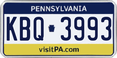 PA license plate KBQ3993