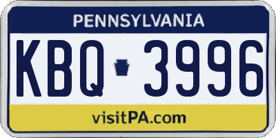 PA license plate KBQ3996